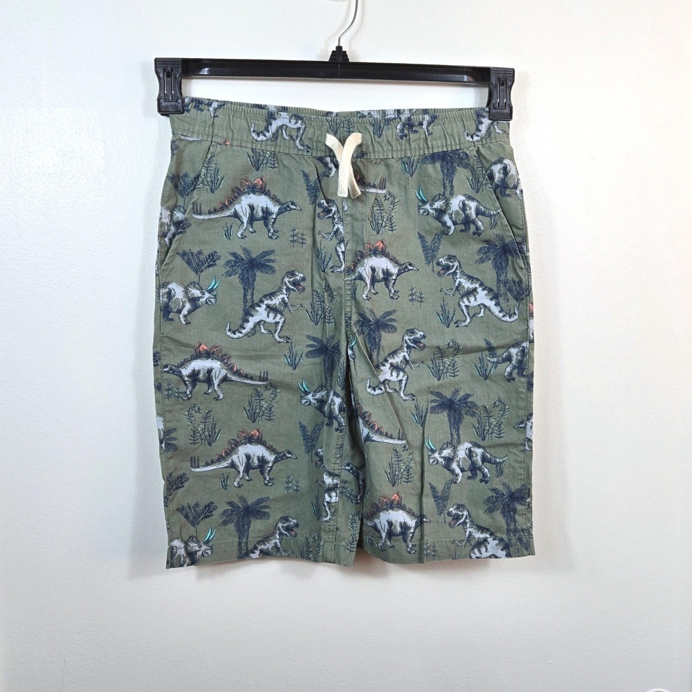 Childrens Place Boys Olive Green Dinosaur Print Pull On Woven Jogger Shorts 16